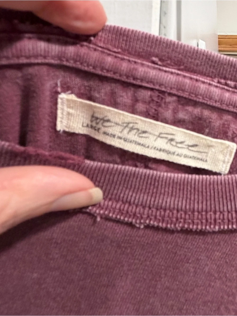 Free People Vintage Plum Long Sleeve Tee with Pocket
